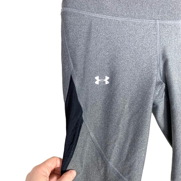 Under Armour HeatGear Gray Grey and white Mesh Mid-Rise Leggings Size Small - Picture 5 of 17